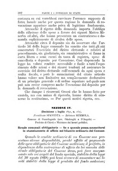 La giustizia amministrativa raccolta di decisioni e pareri del Consiglio di Stato, decisioni della Corte dei conti, sentenze della Cassazione di Roma, e decisioni delle Giunte provinciali amministrative