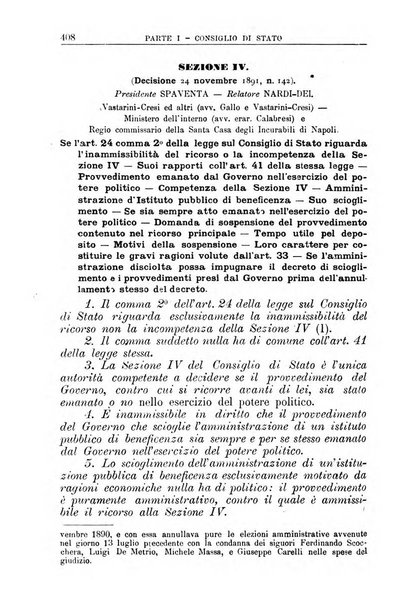 La giustizia amministrativa raccolta di decisioni e pareri del Consiglio di Stato, decisioni della Corte dei conti, sentenze della Cassazione di Roma, e decisioni delle Giunte provinciali amministrative