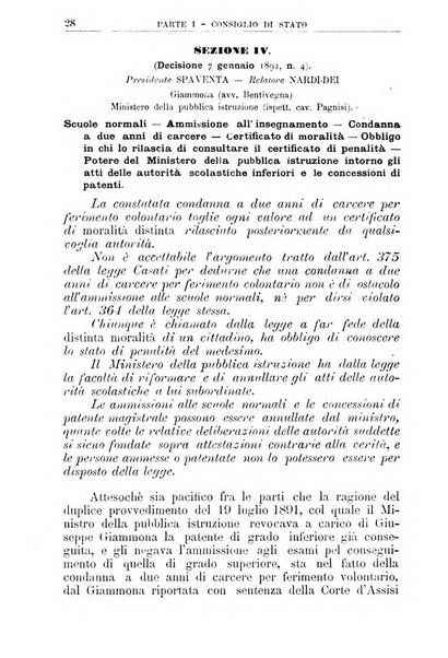 La giustizia amministrativa raccolta di decisioni e pareri del Consiglio di Stato, decisioni della Corte dei conti, sentenze della Cassazione di Roma, e decisioni delle Giunte provinciali amministrative