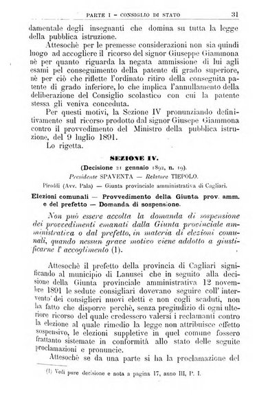 La giustizia amministrativa raccolta di decisioni e pareri del Consiglio di Stato, decisioni della Corte dei conti, sentenze della Cassazione di Roma, e decisioni delle Giunte provinciali amministrative