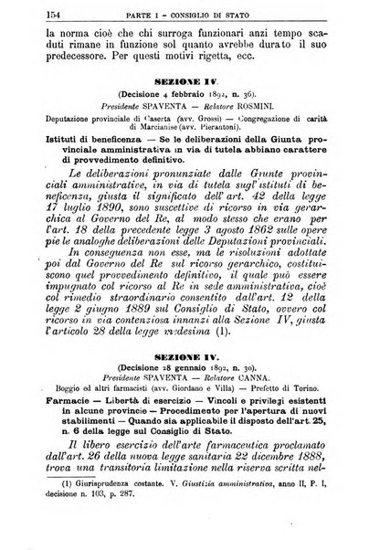 La giustizia amministrativa raccolta di decisioni e pareri del Consiglio di Stato, decisioni della Corte dei conti, sentenze della Cassazione di Roma, e decisioni delle Giunte provinciali amministrative