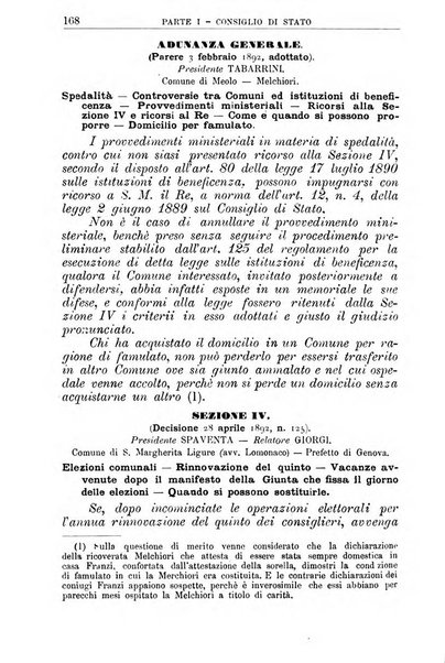 La giustizia amministrativa raccolta di decisioni e pareri del Consiglio di Stato, decisioni della Corte dei conti, sentenze della Cassazione di Roma, e decisioni delle Giunte provinciali amministrative