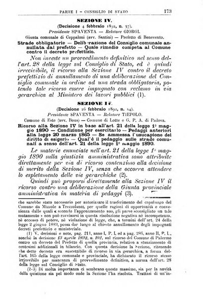 La giustizia amministrativa raccolta di decisioni e pareri del Consiglio di Stato, decisioni della Corte dei conti, sentenze della Cassazione di Roma, e decisioni delle Giunte provinciali amministrative