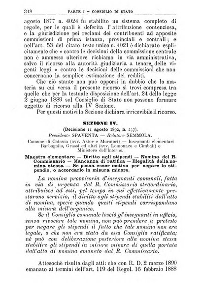 La giustizia amministrativa raccolta di decisioni e pareri del Consiglio di Stato, decisioni della Corte dei conti, sentenze della Cassazione di Roma, e decisioni delle Giunte provinciali amministrative