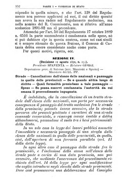 La giustizia amministrativa raccolta di decisioni e pareri del Consiglio di Stato, decisioni della Corte dei conti, sentenze della Cassazione di Roma, e decisioni delle Giunte provinciali amministrative