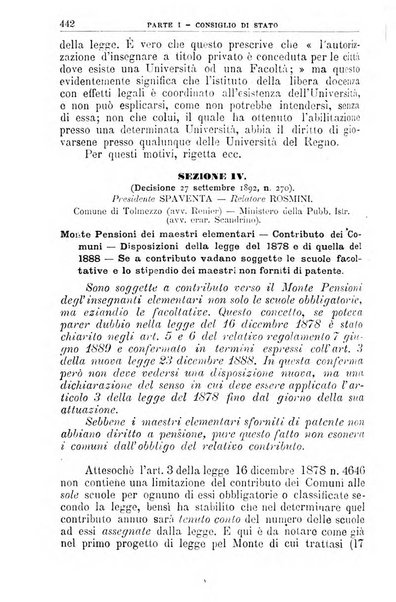 La giustizia amministrativa raccolta di decisioni e pareri del Consiglio di Stato, decisioni della Corte dei conti, sentenze della Cassazione di Roma, e decisioni delle Giunte provinciali amministrative