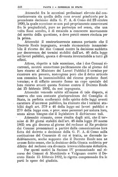 La giustizia amministrativa raccolta di decisioni e pareri del Consiglio di Stato, decisioni della Corte dei conti, sentenze della Cassazione di Roma, e decisioni delle Giunte provinciali amministrative