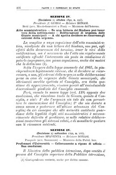 La giustizia amministrativa raccolta di decisioni e pareri del Consiglio di Stato, decisioni della Corte dei conti, sentenze della Cassazione di Roma, e decisioni delle Giunte provinciali amministrative