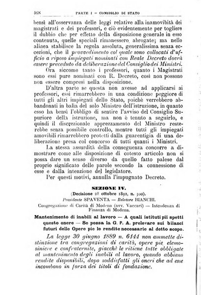 La giustizia amministrativa raccolta di decisioni e pareri del Consiglio di Stato, decisioni della Corte dei conti, sentenze della Cassazione di Roma, e decisioni delle Giunte provinciali amministrative