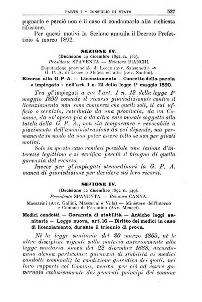 La giustizia amministrativa raccolta di decisioni e pareri del Consiglio di Stato, decisioni della Corte dei conti, sentenze della Cassazione di Roma, e decisioni delle Giunte provinciali amministrative