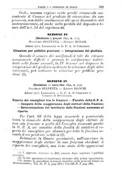 La giustizia amministrativa raccolta di decisioni e pareri del Consiglio di Stato, decisioni della Corte dei conti, sentenze della Cassazione di Roma, e decisioni delle Giunte provinciali amministrative