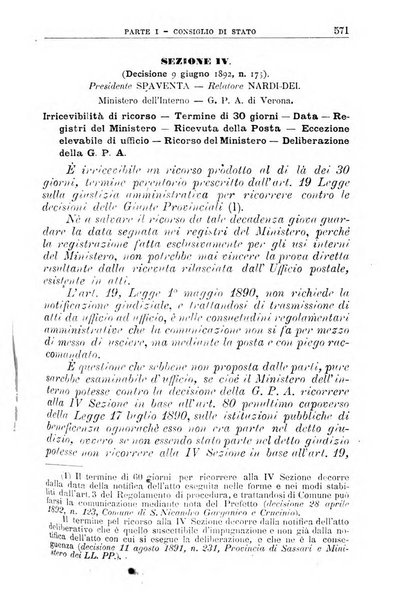 La giustizia amministrativa raccolta di decisioni e pareri del Consiglio di Stato, decisioni della Corte dei conti, sentenze della Cassazione di Roma, e decisioni delle Giunte provinciali amministrative