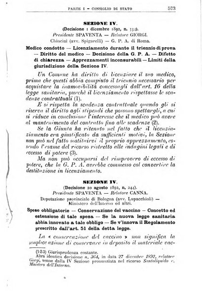 La giustizia amministrativa raccolta di decisioni e pareri del Consiglio di Stato, decisioni della Corte dei conti, sentenze della Cassazione di Roma, e decisioni delle Giunte provinciali amministrative