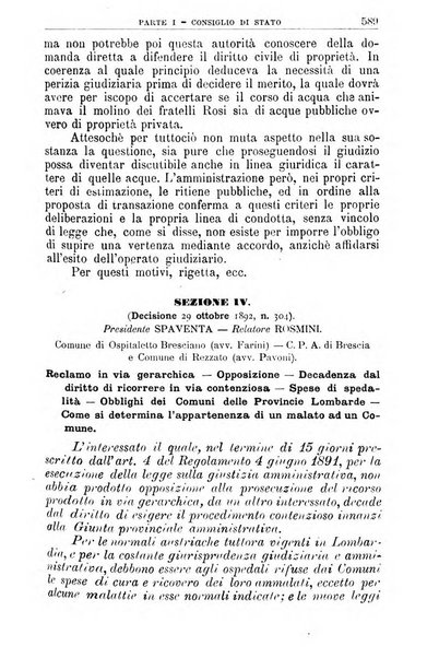 La giustizia amministrativa raccolta di decisioni e pareri del Consiglio di Stato, decisioni della Corte dei conti, sentenze della Cassazione di Roma, e decisioni delle Giunte provinciali amministrative