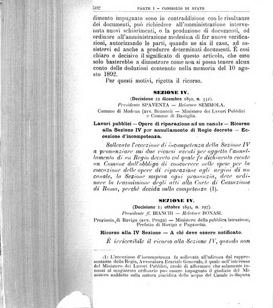 La giustizia amministrativa raccolta di decisioni e pareri del Consiglio di Stato, decisioni della Corte dei conti, sentenze della Cassazione di Roma, e decisioni delle Giunte provinciali amministrative