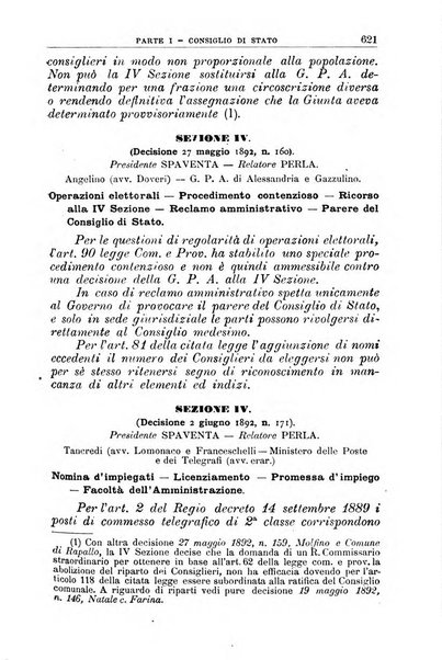 La giustizia amministrativa raccolta di decisioni e pareri del Consiglio di Stato, decisioni della Corte dei conti, sentenze della Cassazione di Roma, e decisioni delle Giunte provinciali amministrative