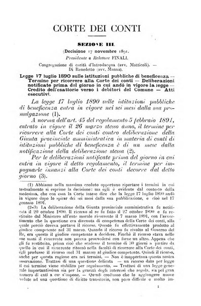 La giustizia amministrativa raccolta di decisioni e pareri del Consiglio di Stato, decisioni della Corte dei conti, sentenze della Cassazione di Roma, e decisioni delle Giunte provinciali amministrative