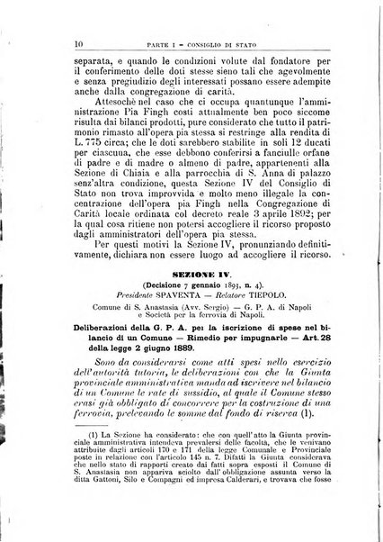 La giustizia amministrativa raccolta di decisioni e pareri del Consiglio di Stato, decisioni della Corte dei conti, sentenze della Cassazione di Roma, e decisioni delle Giunte provinciali amministrative