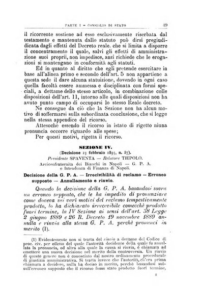 La giustizia amministrativa raccolta di decisioni e pareri del Consiglio di Stato, decisioni della Corte dei conti, sentenze della Cassazione di Roma, e decisioni delle Giunte provinciali amministrative