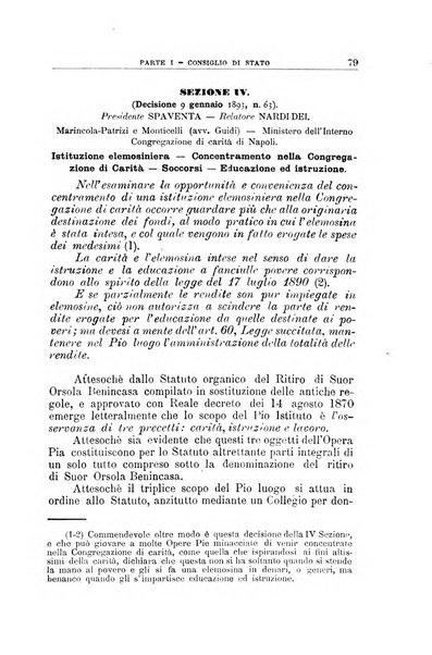 La giustizia amministrativa raccolta di decisioni e pareri del Consiglio di Stato, decisioni della Corte dei conti, sentenze della Cassazione di Roma, e decisioni delle Giunte provinciali amministrative