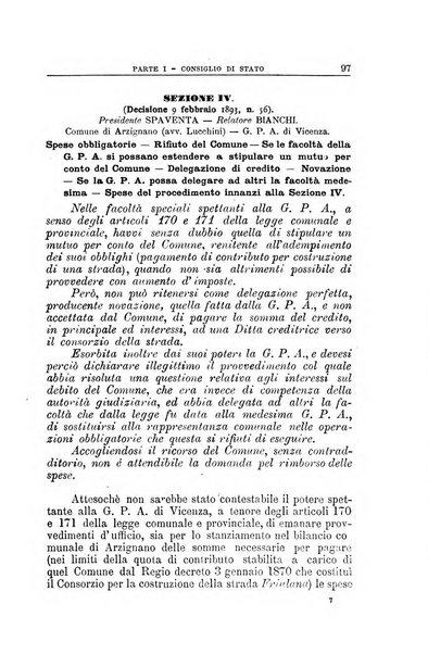 La giustizia amministrativa raccolta di decisioni e pareri del Consiglio di Stato, decisioni della Corte dei conti, sentenze della Cassazione di Roma, e decisioni delle Giunte provinciali amministrative