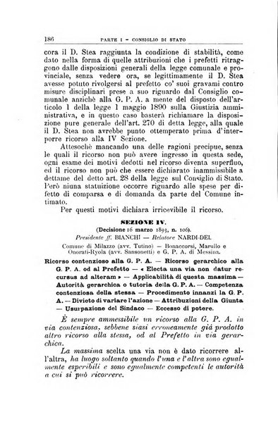 La giustizia amministrativa raccolta di decisioni e pareri del Consiglio di Stato, decisioni della Corte dei conti, sentenze della Cassazione di Roma, e decisioni delle Giunte provinciali amministrative