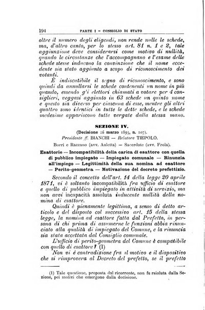 La giustizia amministrativa raccolta di decisioni e pareri del Consiglio di Stato, decisioni della Corte dei conti, sentenze della Cassazione di Roma, e decisioni delle Giunte provinciali amministrative