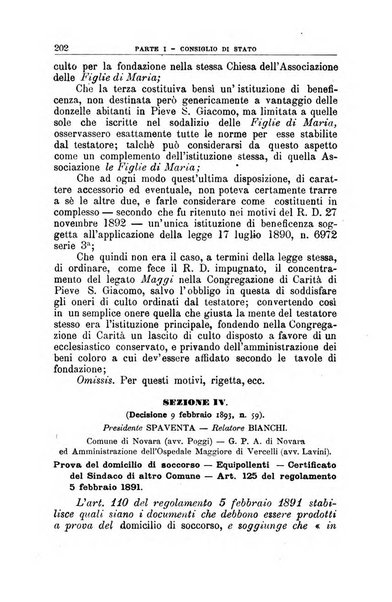 La giustizia amministrativa raccolta di decisioni e pareri del Consiglio di Stato, decisioni della Corte dei conti, sentenze della Cassazione di Roma, e decisioni delle Giunte provinciali amministrative