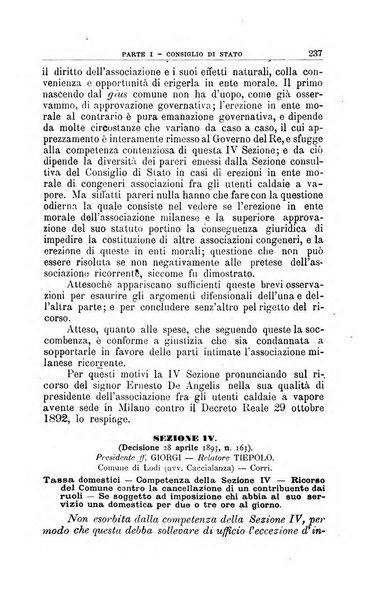 La giustizia amministrativa raccolta di decisioni e pareri del Consiglio di Stato, decisioni della Corte dei conti, sentenze della Cassazione di Roma, e decisioni delle Giunte provinciali amministrative