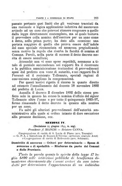 La giustizia amministrativa raccolta di decisioni e pareri del Consiglio di Stato, decisioni della Corte dei conti, sentenze della Cassazione di Roma, e decisioni delle Giunte provinciali amministrative