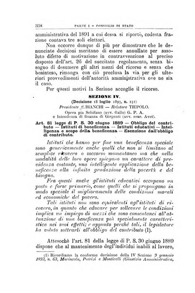 La giustizia amministrativa raccolta di decisioni e pareri del Consiglio di Stato, decisioni della Corte dei conti, sentenze della Cassazione di Roma, e decisioni delle Giunte provinciali amministrative