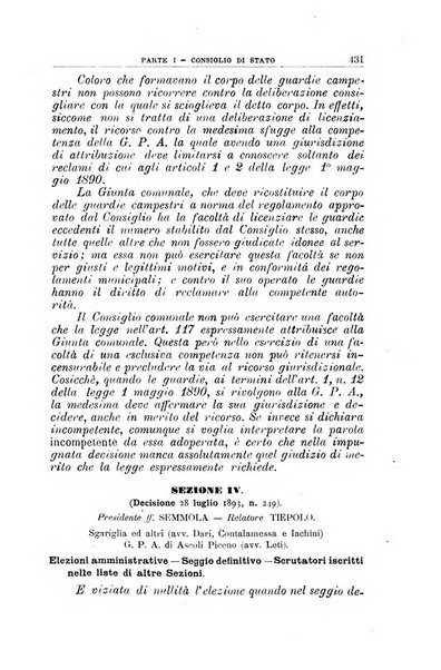 La giustizia amministrativa raccolta di decisioni e pareri del Consiglio di Stato, decisioni della Corte dei conti, sentenze della Cassazione di Roma, e decisioni delle Giunte provinciali amministrative