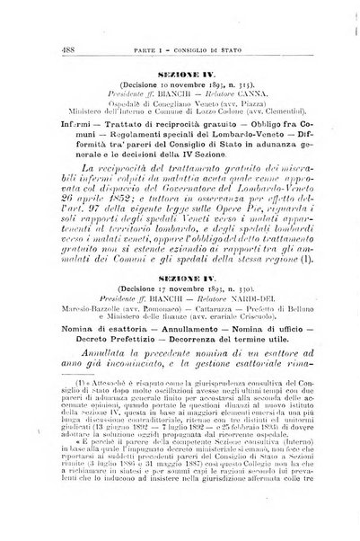 La giustizia amministrativa raccolta di decisioni e pareri del Consiglio di Stato, decisioni della Corte dei conti, sentenze della Cassazione di Roma, e decisioni delle Giunte provinciali amministrative