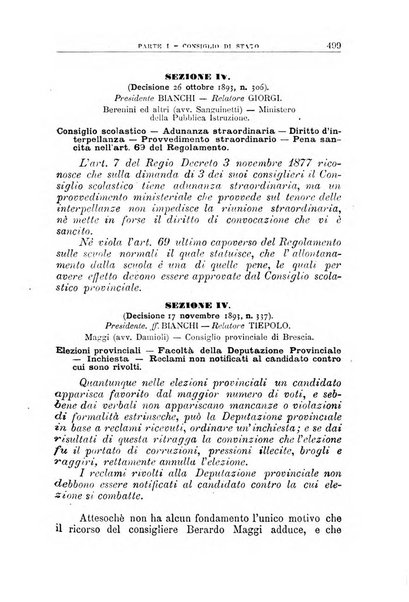 La giustizia amministrativa raccolta di decisioni e pareri del Consiglio di Stato, decisioni della Corte dei conti, sentenze della Cassazione di Roma, e decisioni delle Giunte provinciali amministrative