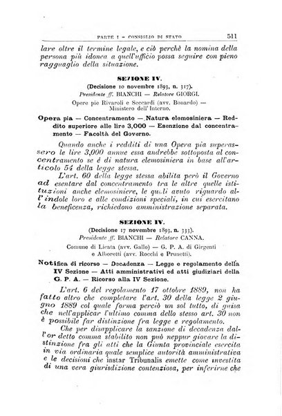 La giustizia amministrativa raccolta di decisioni e pareri del Consiglio di Stato, decisioni della Corte dei conti, sentenze della Cassazione di Roma, e decisioni delle Giunte provinciali amministrative