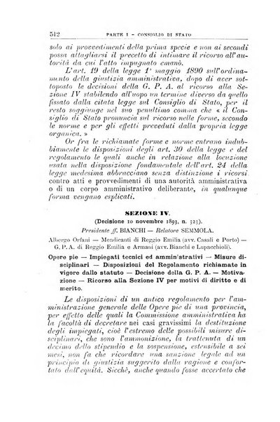 La giustizia amministrativa raccolta di decisioni e pareri del Consiglio di Stato, decisioni della Corte dei conti, sentenze della Cassazione di Roma, e decisioni delle Giunte provinciali amministrative