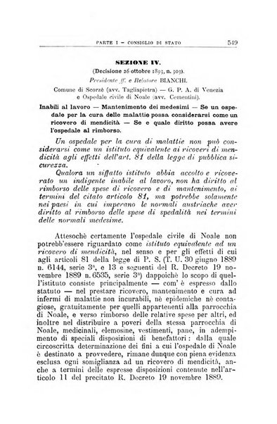 La giustizia amministrativa raccolta di decisioni e pareri del Consiglio di Stato, decisioni della Corte dei conti, sentenze della Cassazione di Roma, e decisioni delle Giunte provinciali amministrative