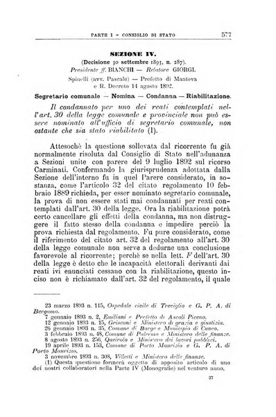 La giustizia amministrativa raccolta di decisioni e pareri del Consiglio di Stato, decisioni della Corte dei conti, sentenze della Cassazione di Roma, e decisioni delle Giunte provinciali amministrative