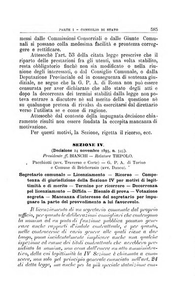 La giustizia amministrativa raccolta di decisioni e pareri del Consiglio di Stato, decisioni della Corte dei conti, sentenze della Cassazione di Roma, e decisioni delle Giunte provinciali amministrative