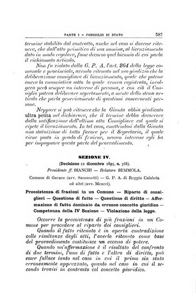 La giustizia amministrativa raccolta di decisioni e pareri del Consiglio di Stato, decisioni della Corte dei conti, sentenze della Cassazione di Roma, e decisioni delle Giunte provinciali amministrative