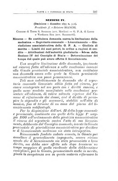 La giustizia amministrativa raccolta di decisioni e pareri del Consiglio di Stato, decisioni della Corte dei conti, sentenze della Cassazione di Roma, e decisioni delle Giunte provinciali amministrative