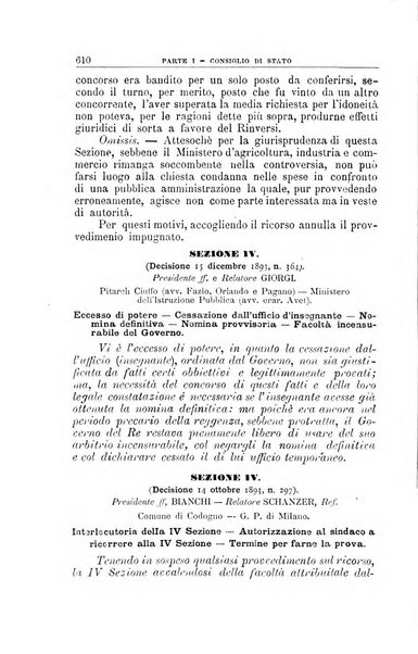 La giustizia amministrativa raccolta di decisioni e pareri del Consiglio di Stato, decisioni della Corte dei conti, sentenze della Cassazione di Roma, e decisioni delle Giunte provinciali amministrative