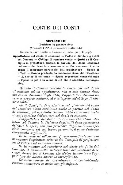 La giustizia amministrativa raccolta di decisioni e pareri del Consiglio di Stato, decisioni della Corte dei conti, sentenze della Cassazione di Roma, e decisioni delle Giunte provinciali amministrative