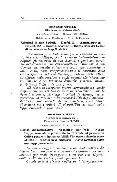 La giustizia amministrativa raccolta di decisioni e pareri del Consiglio di Stato, decisioni della Corte dei conti, sentenze della Cassazione di Roma, e decisioni delle Giunte provinciali amministrative