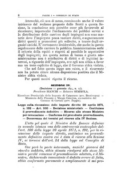 La giustizia amministrativa raccolta di decisioni e pareri del Consiglio di Stato, decisioni della Corte dei conti, sentenze della Cassazione di Roma, e decisioni delle Giunte provinciali amministrative