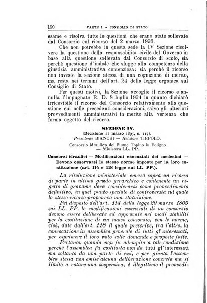 La giustizia amministrativa raccolta di decisioni e pareri del Consiglio di Stato, decisioni della Corte dei conti, sentenze della Cassazione di Roma, e decisioni delle Giunte provinciali amministrative