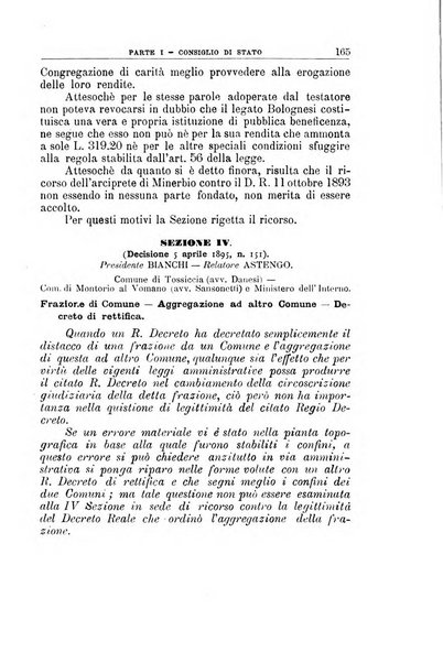 La giustizia amministrativa raccolta di decisioni e pareri del Consiglio di Stato, decisioni della Corte dei conti, sentenze della Cassazione di Roma, e decisioni delle Giunte provinciali amministrative