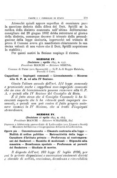 La giustizia amministrativa raccolta di decisioni e pareri del Consiglio di Stato, decisioni della Corte dei conti, sentenze della Cassazione di Roma, e decisioni delle Giunte provinciali amministrative