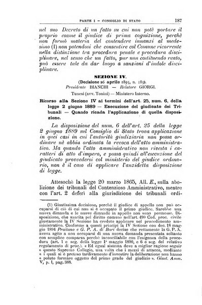 La giustizia amministrativa raccolta di decisioni e pareri del Consiglio di Stato, decisioni della Corte dei conti, sentenze della Cassazione di Roma, e decisioni delle Giunte provinciali amministrative