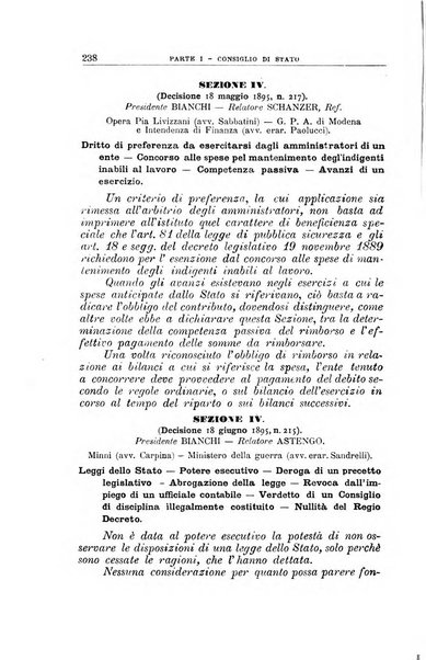 La giustizia amministrativa raccolta di decisioni e pareri del Consiglio di Stato, decisioni della Corte dei conti, sentenze della Cassazione di Roma, e decisioni delle Giunte provinciali amministrative